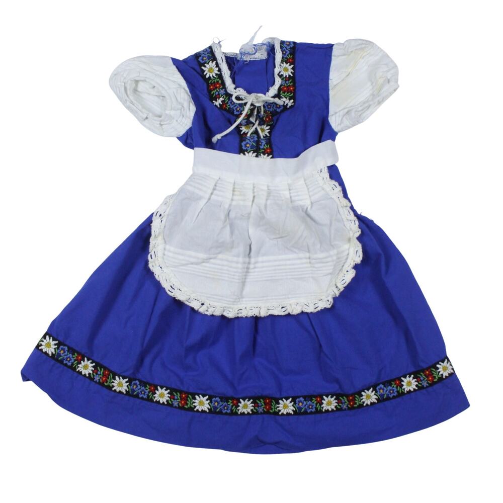 Vintage Oktoberfest Dirndl Trachten Alps blue toddler girl blue apron sz 104 3 4